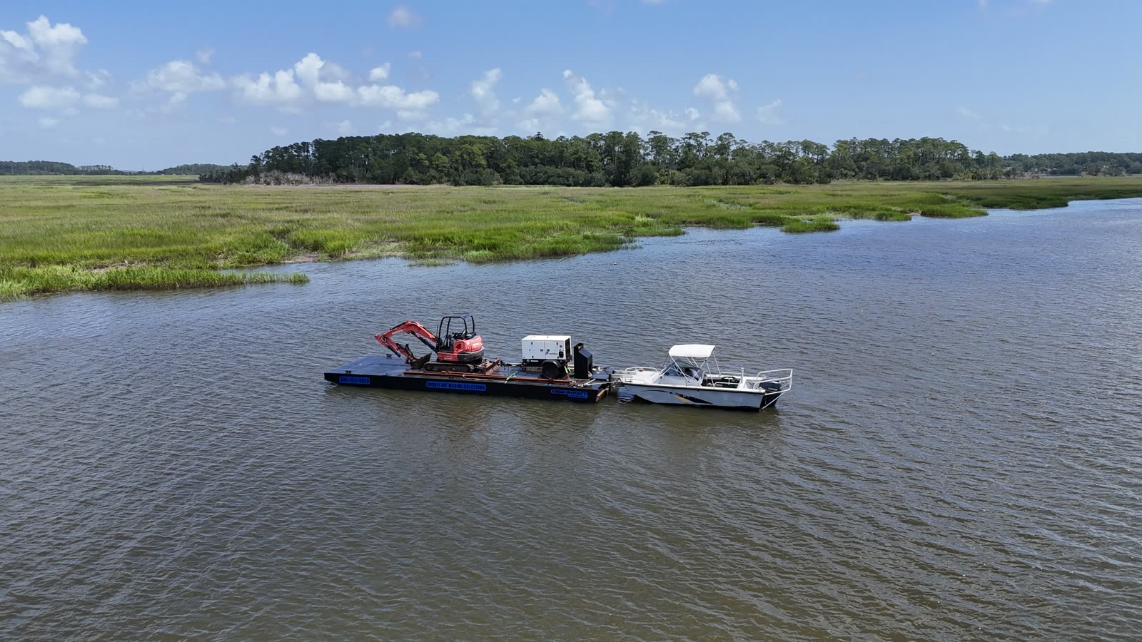 40-foot barge used for heavy equipment and material transport